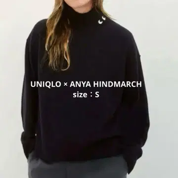 캐시미어 100 유니클로 안야 힌드마치 하이넥 스웨터 S 블랙