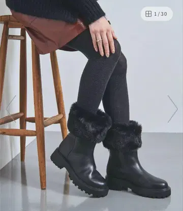 UNITEDARROWS 인조 모피 천연 가죽 부츠