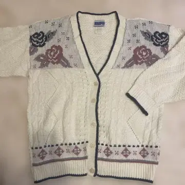 CAPE COD 꽃무늬 뜨개질 케이블 니트 가디건