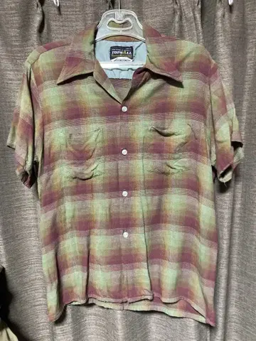 TOPS ALL 60s 옴브레 체크 그린 퍼플 체크