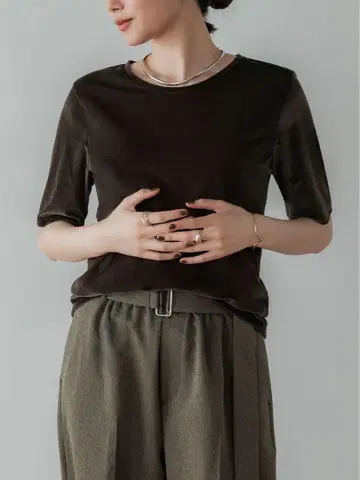 crewre 시어 벨로아 크루넥 T olive brown