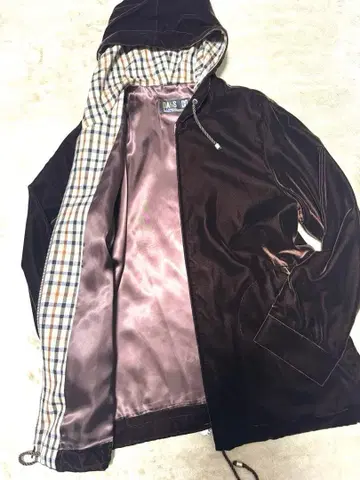 [ 컨디션 최상 ] DAKS LONDON 벨벳 후드티 하우스 체크