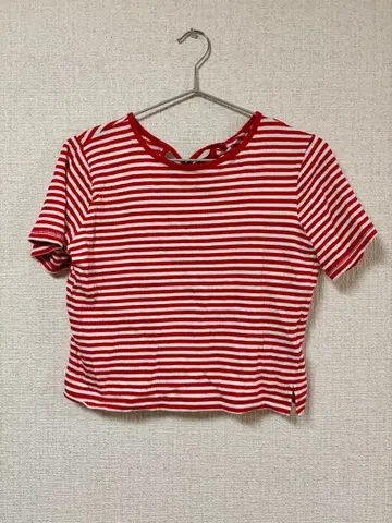 ciaopanic 차오패닉 빨간색과 화이트 스트라이프 크롭 T셔츠