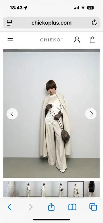 CHIEKO + 인기 완판 버진 울 센터 프레스 와이드 팬츠 베이지