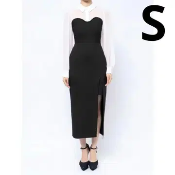 RESEXXY 셔츠 도킹 원피스 가을/겨울 고급 슬림 블랙