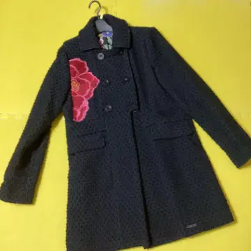 Desigual 플라워 자수 롱 코트