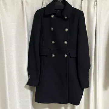 ZARA 블랙 울 혼방 숏 기장 더블 브레스트 코트 XS 사이즈