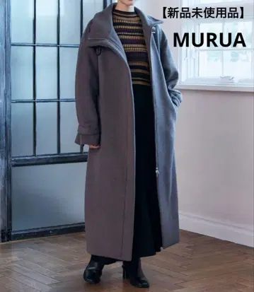 [ 미사용 새상품 ] MURUA 스탠드 카라 지퍼 울 혼방 코트