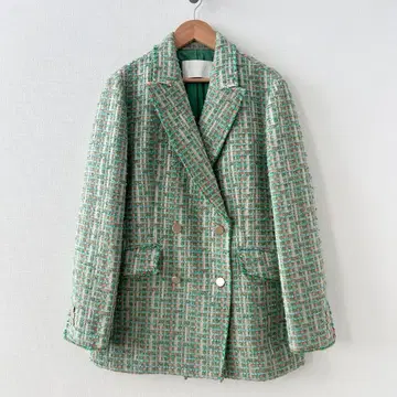 Ballsey 믹스 트위드 프린지 테일러드 자켓 그린 36
