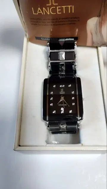 Lancetti 블랙 아날로그 손목시계