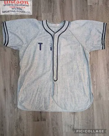 40s [ 미국제 ] Wilson 윌슨 울 베이스볼 셔츠 멜란지 그레이