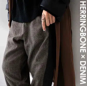 미사용 안티카 헤링본 데님 도킹 팬츠 LXL