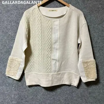 GALLARDAGALANTE 화이트 긴팔 니트 상의 뜨개질 무늬