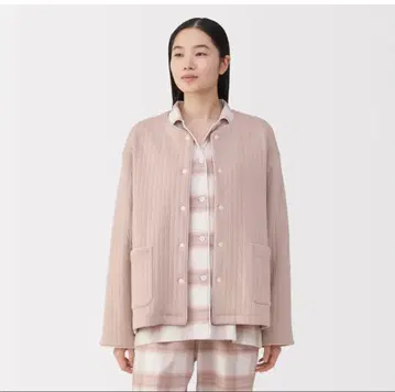무인양품 여성 코튼 혼방 퀼트 가디건 여성 XL 핑크