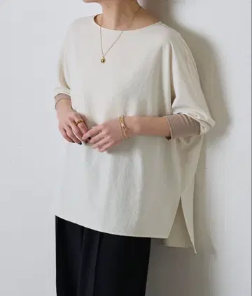 [새상품급] 저지 소매 리브 블라우스