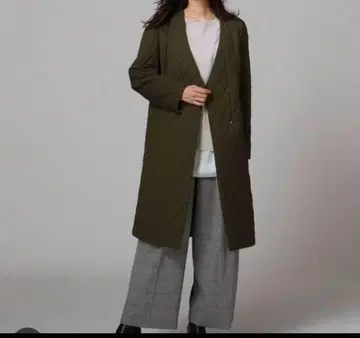 UNTITLED 언타이틀 퀼팅 롱 코트 카키