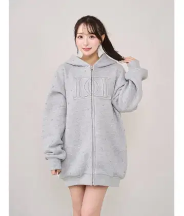 Darich DD 로고 비쥬 지퍼 후드티