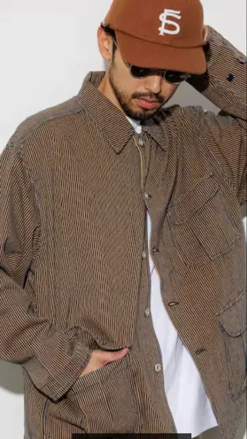 [ 금일 한정 ] HINSON 데님 헌팅 커버올 히코리 스트라이프