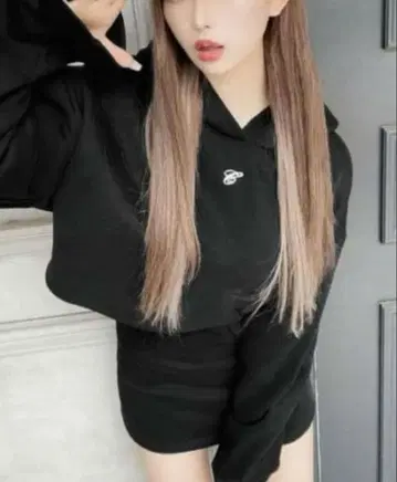 cherimi 후디 스커트 셋업 블랙 셰리미