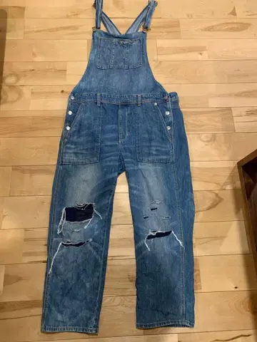 데님 오버롤 데미지 가공