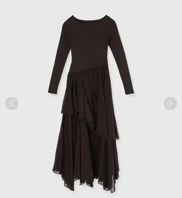 보트넥 불규칙 밑단 도킹 니트 원피스