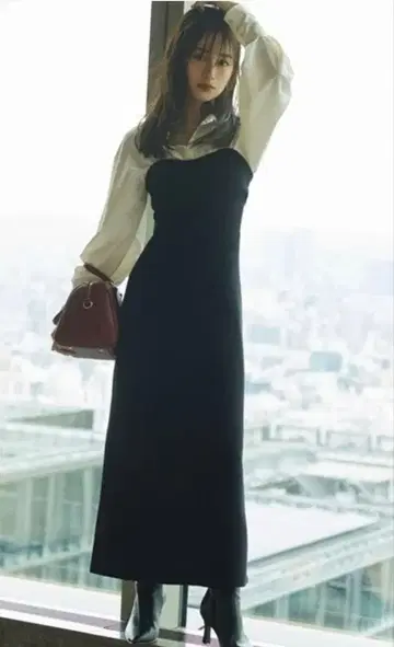 snidel 스나이델 오버 셔츠 도킹 니트 원피스