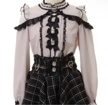 lizlisa 3개 리본 하트 초커 블라우스