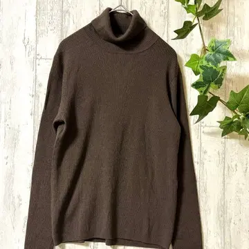 GERVE 울 100% 터틀넥 42 브라운 계열 니트