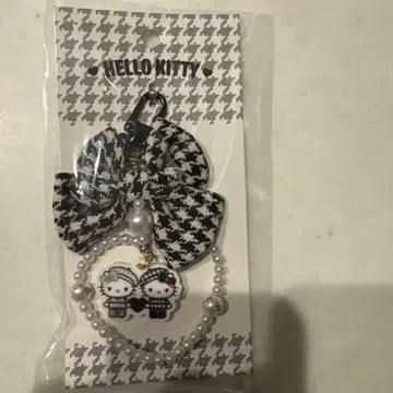 헬로키티 체크 무늬 리본 스트랩