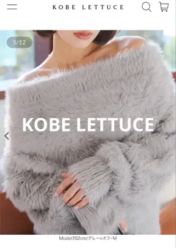 고베 레터스 믹스 샤기 페더 오프숄더 니트탑 M N1147