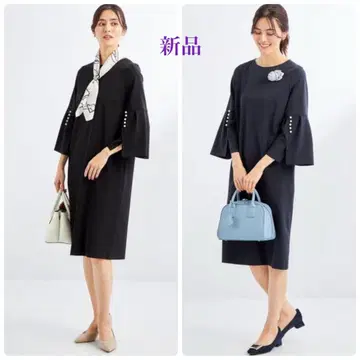 [ 새상품 ] 파우드레 원피스 블랙 38 정가 15,400엔 워셔블