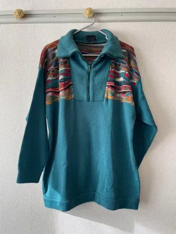 EMAROO 터콰이즈 하프 지퍼 스웨터