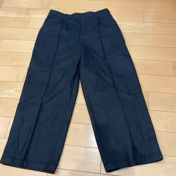 블랙 와이드 팬츠 허리밴딩 3L