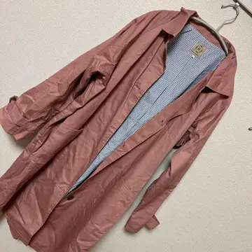 핑크 트렌치코트 스트라이프 안쪽