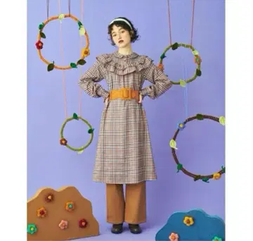 POPPY 아사기니요 체크 프릴 원피스