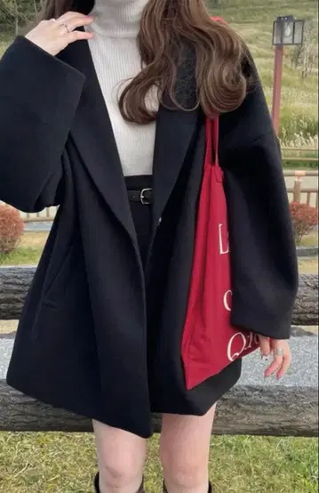 오버 사이즈 블랙 울 코트