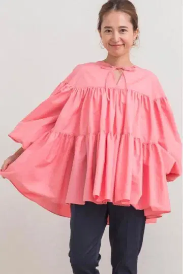 프릴 달린 오버 사이즈 셔츠 핑크