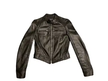 블랙 가죽 라이더 자켓