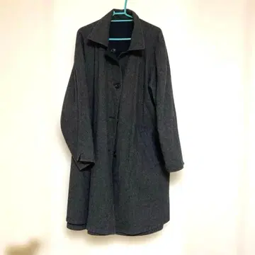 M's FIRST 롱 코트 리버서블 울, 블랙과 블랙 그레이