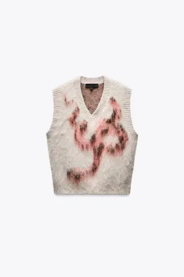 ZARA 기모풍 자카드 니트 베스트 (7~9호)