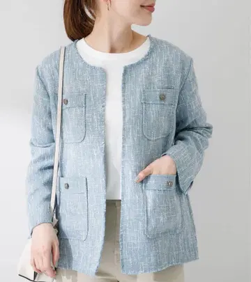 어반 리서치 서니 라벨 노카라 트위드 자켓