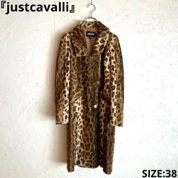 이탈리아제 [ justcavalli ] 레오파드 무늬 롱 코트 울 코트