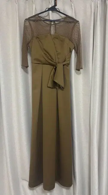 GIRL 도트 튤 & 새틴 뷔스티에풍 롱 원피스 드레스