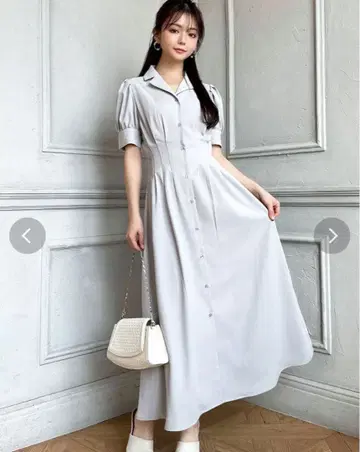 리젝시 퍼프 슬리브 셔츠 원피스