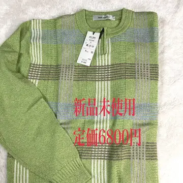 AQUA CROSS 그린 체크 무늬 니트 스웨터