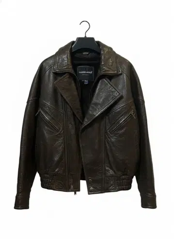 TANNERS AVENUE 다크 브라운 천연 가죽 라이더 자켓