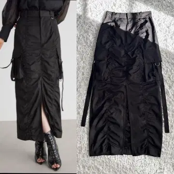 [ 새상품급 ] rienda 리엔다 카고I라인 스커트 블랙