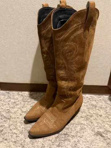 브라운 스웨이드 웨스턴 부츠