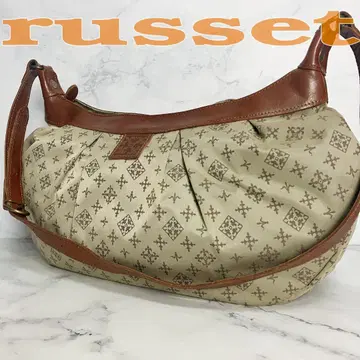 B771 [인기] russet 올 패턴 나일론&가죽 숄더백 베이지