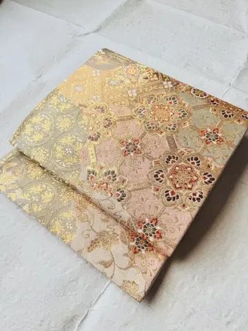 순수 실크 후쿠로 오비 육통 패턴 당직 금실 봉황 쇼소인 화문